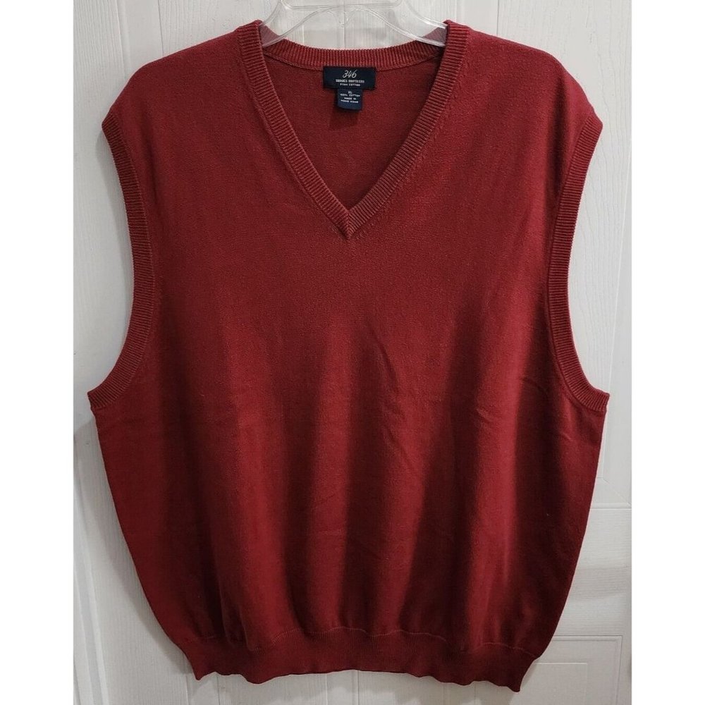 VTG Brooks Brothers 346 Sweater Vest Red 100% Pima Cotton‎ Soft Casual Size XL